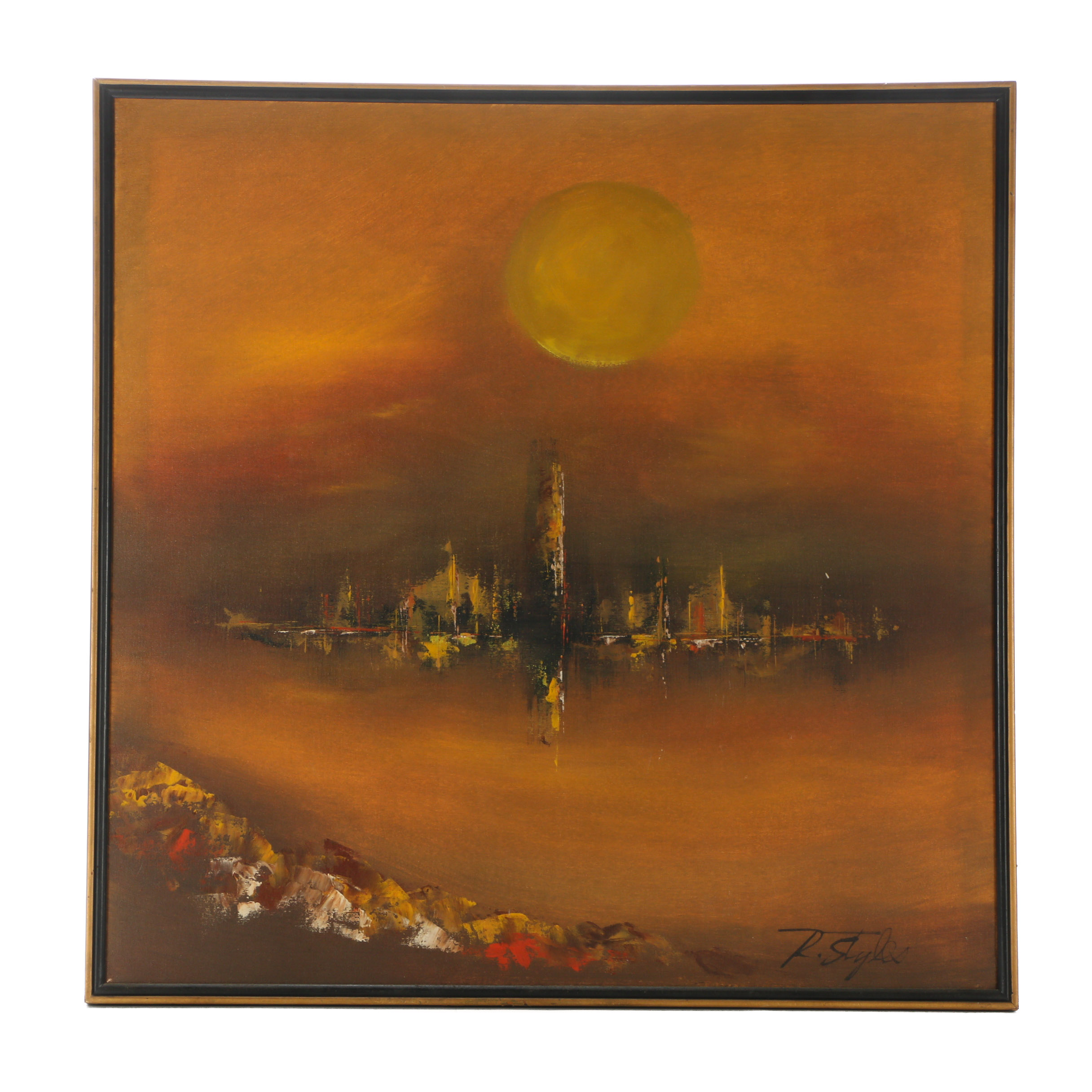 R. Styles Original Mid-Century Oil Painting on Canvas