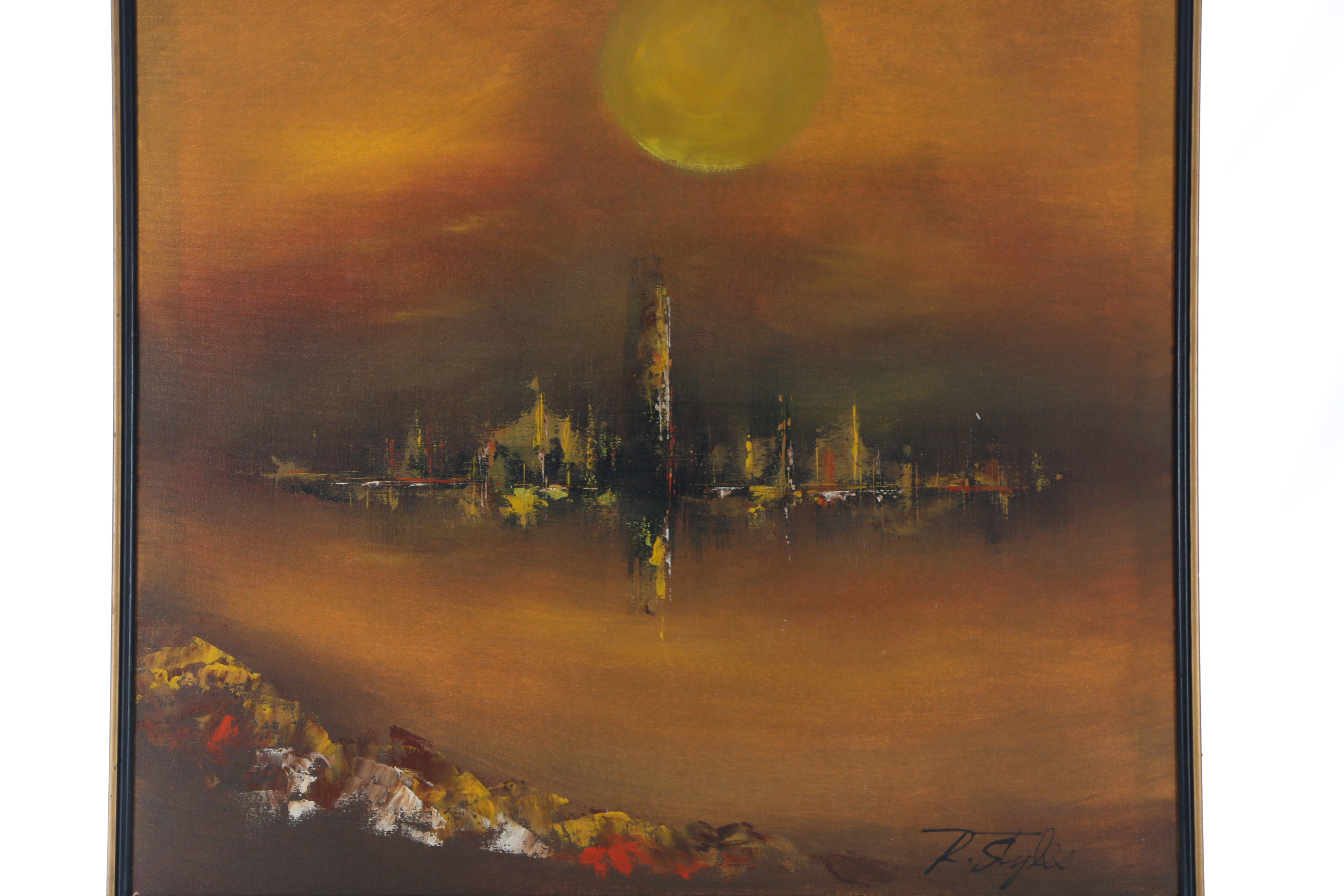 R. Styles Original Mid-Century Oil Painting on Canvas