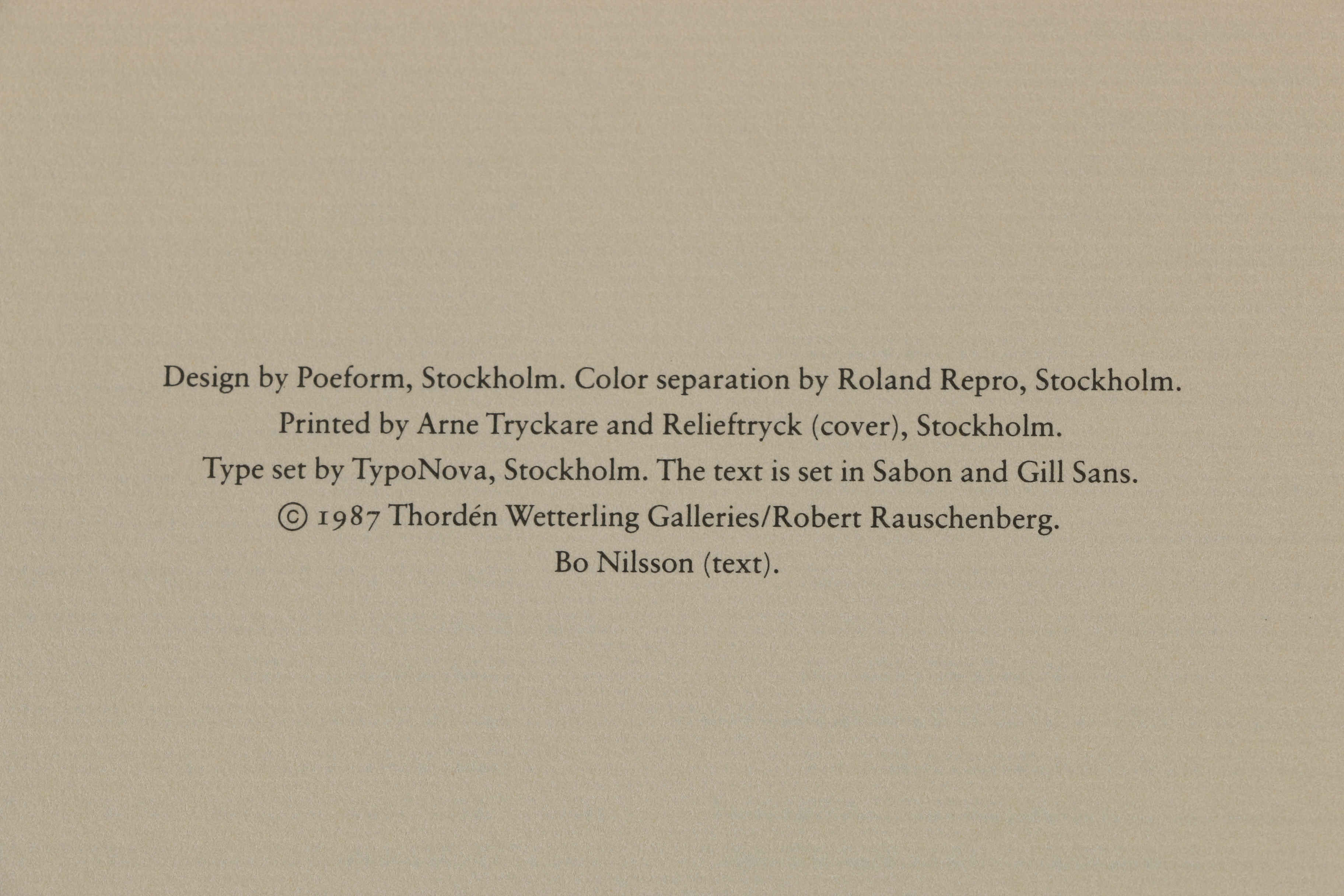 Heland Thordén Wetterling Galleries Robert Rauschenberg Exhibition Catalog