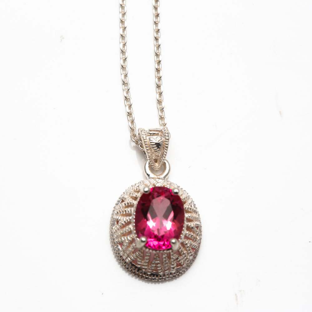 Sterling Silver Coral and Synthetic Pink Sapphire Jewelry