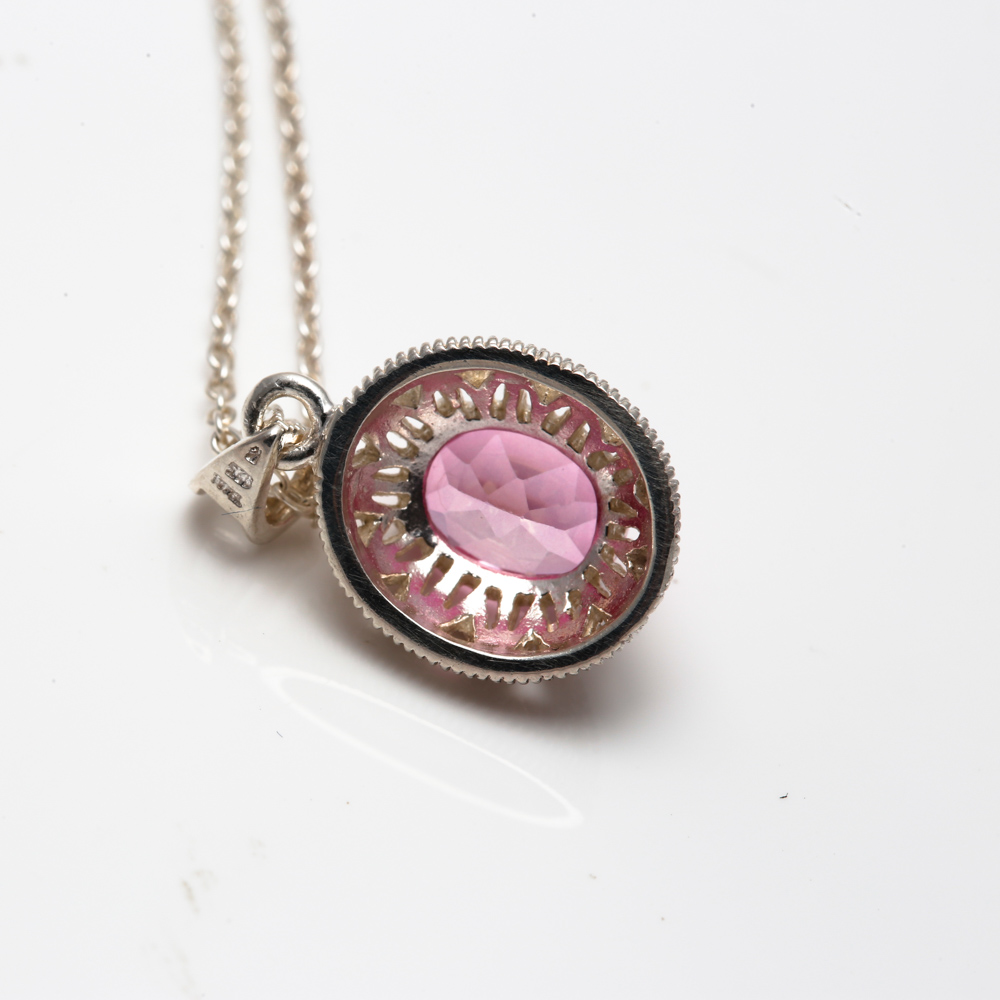 Sterling Silver Coral and Synthetic Pink Sapphire Jewelry