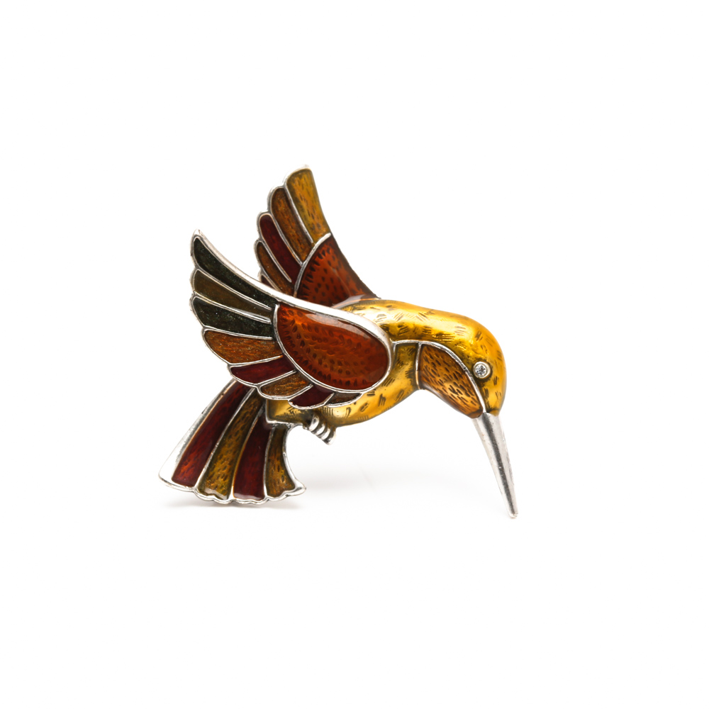 Sterling Silver Cubic Zirconia Ring and 800 Silver Bird Pin