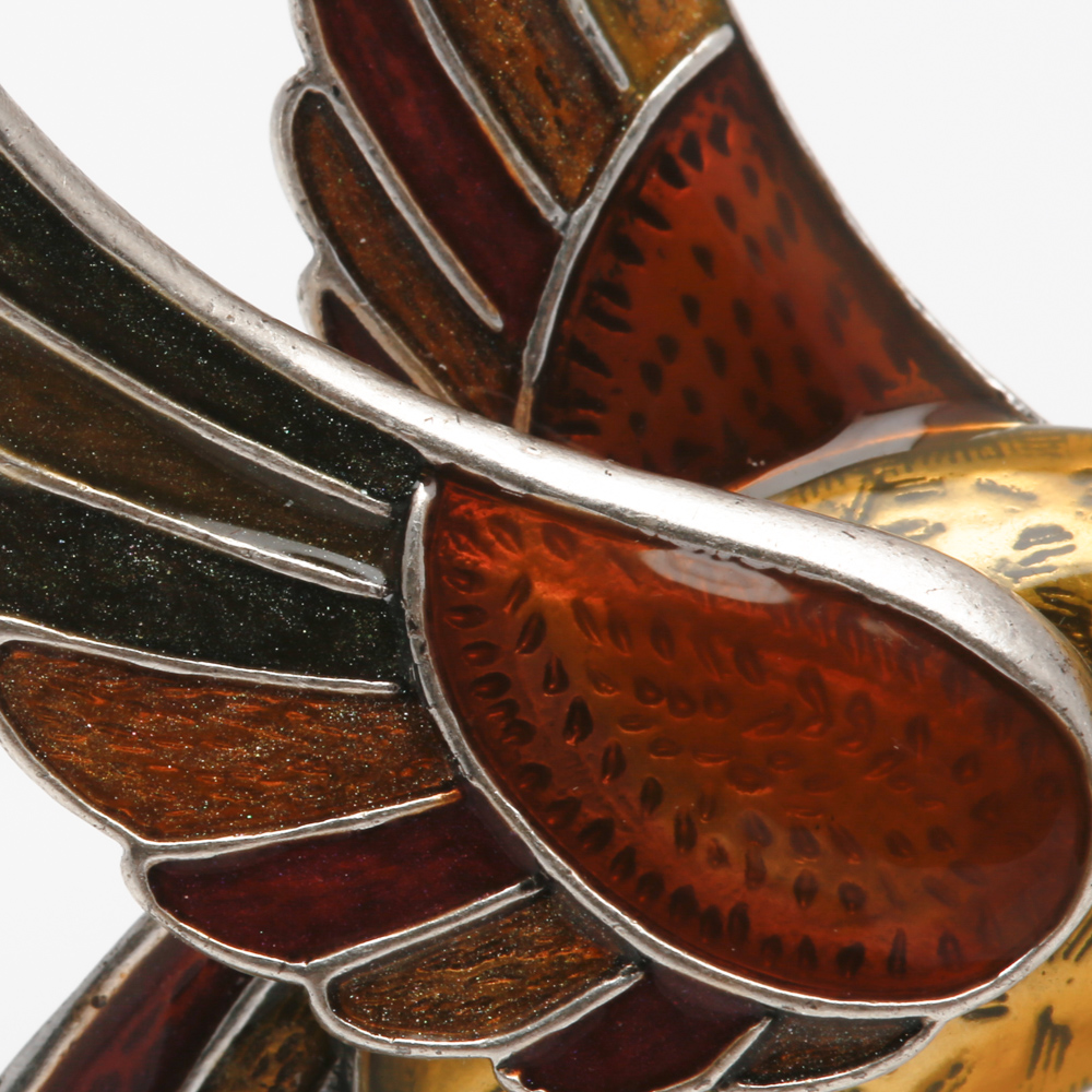 Sterling Silver Cubic Zirconia Ring and 800 Silver Bird Pin