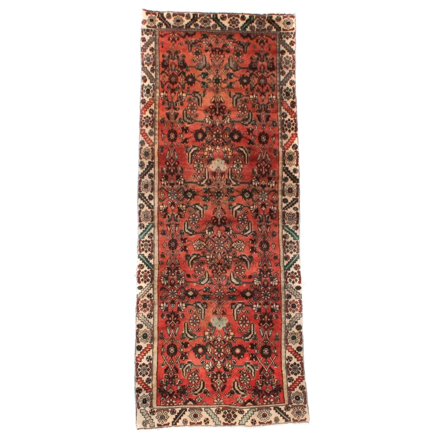 Vintage Hand-Knotted Persian Malayer Sarouk Rug Runner