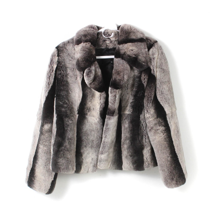 Chinchilla Dyed Sheared Rex Rabbit Fur Jacket