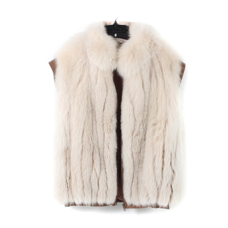 Fox Fur Vest with Pleather Trim