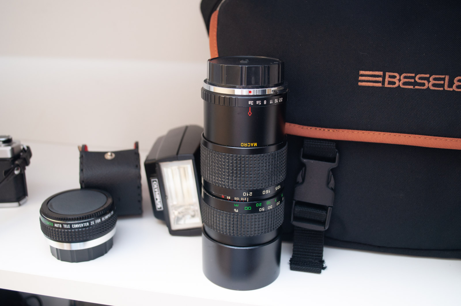 Olympus OM-2 Camera with Lenses and Beseler Bag