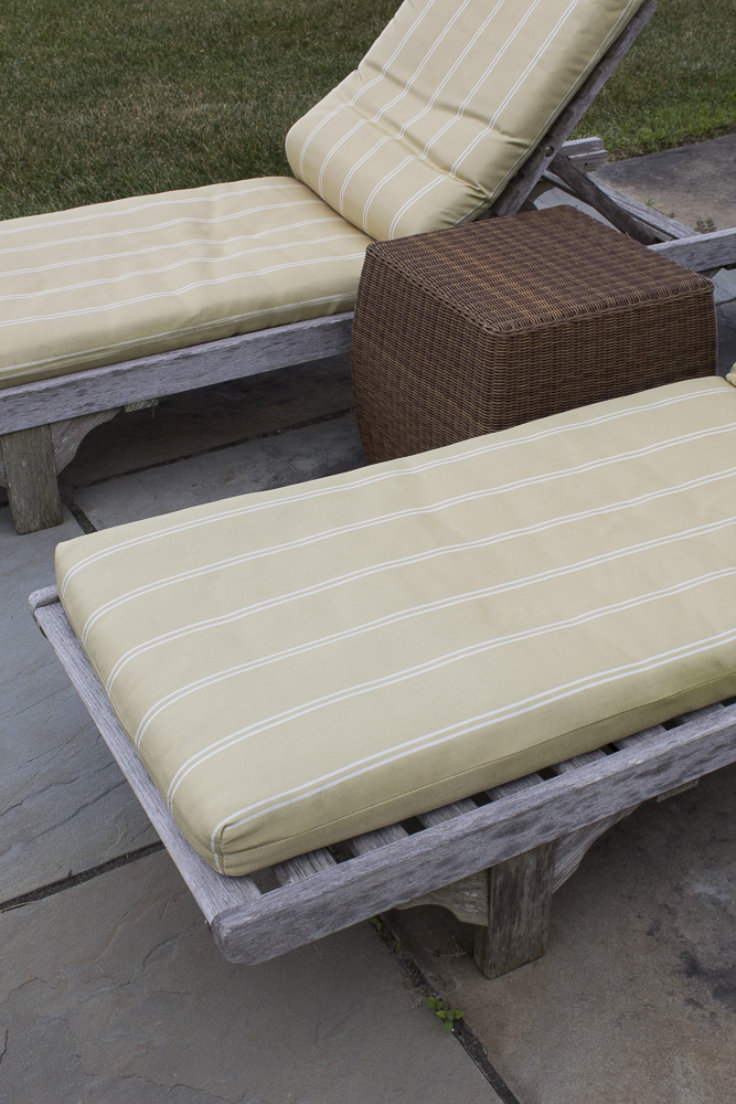 Smith & Hawken Wooden Pool Lounge Chairs with Cushions with Resin Side Table