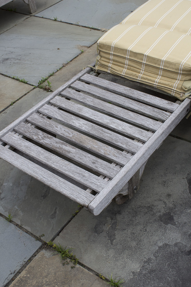 Smith & Hawken Wooden Pool Lounge Chairs with Cushions with Resin Side Table