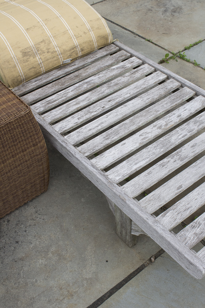 Smith & Hawken Wooden Pool Lounge Chairs with Cushions with Resin Side Table