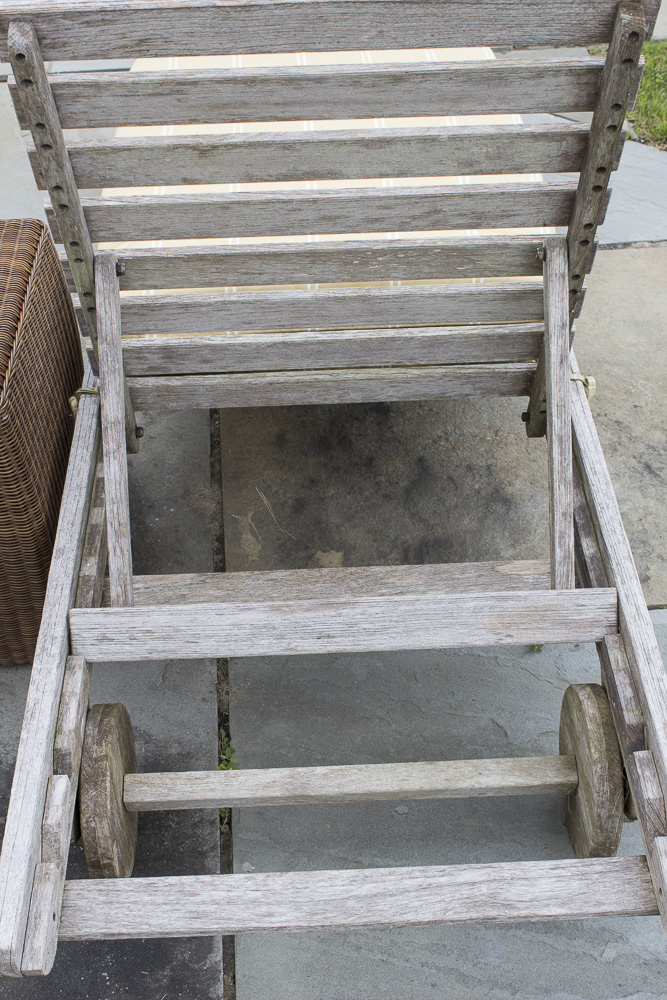 Smith & Hawken Wooden Pool Lounge Chairs with Cushions with Resin Side Table