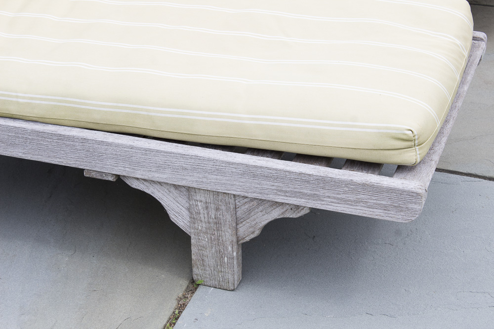 Smith & Hawken Wooden Pool Lounge Chairs with Cushions with Resin Side Table