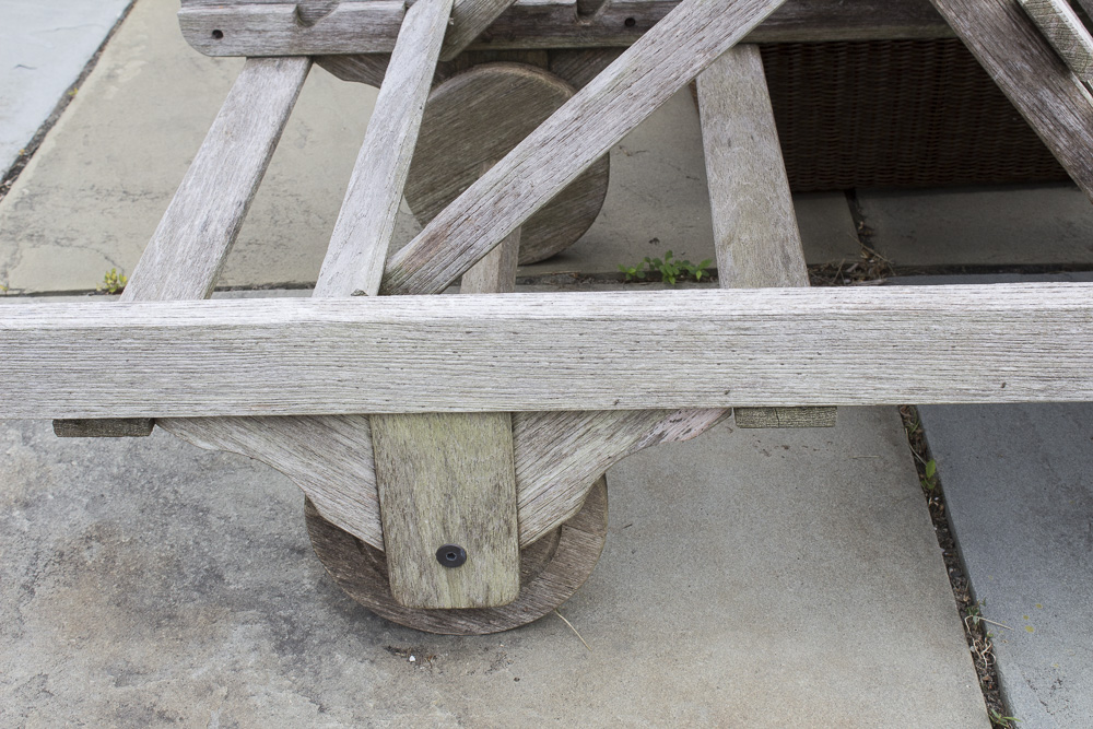 Smith & Hawken Wooden Pool Lounge Chairs with Cushions with Resin Side Table