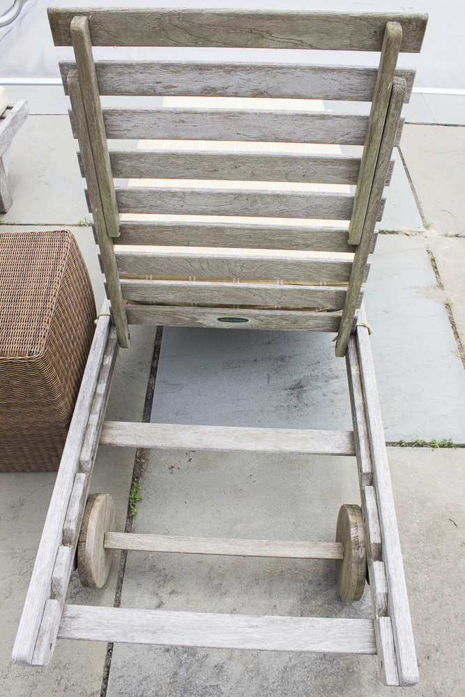 Smith & Hawken Wooden Pool Lounge Chairs with Cushions with Resin Side Table