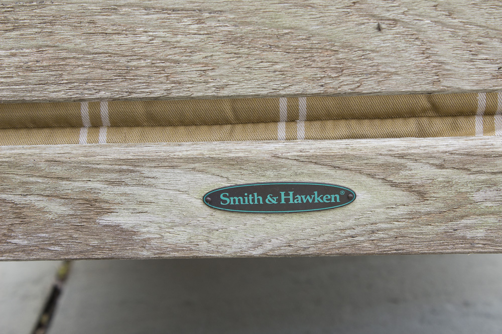 Smith & Hawken Wooden Pool Lounge Chairs with Cushions with Resin Side Table