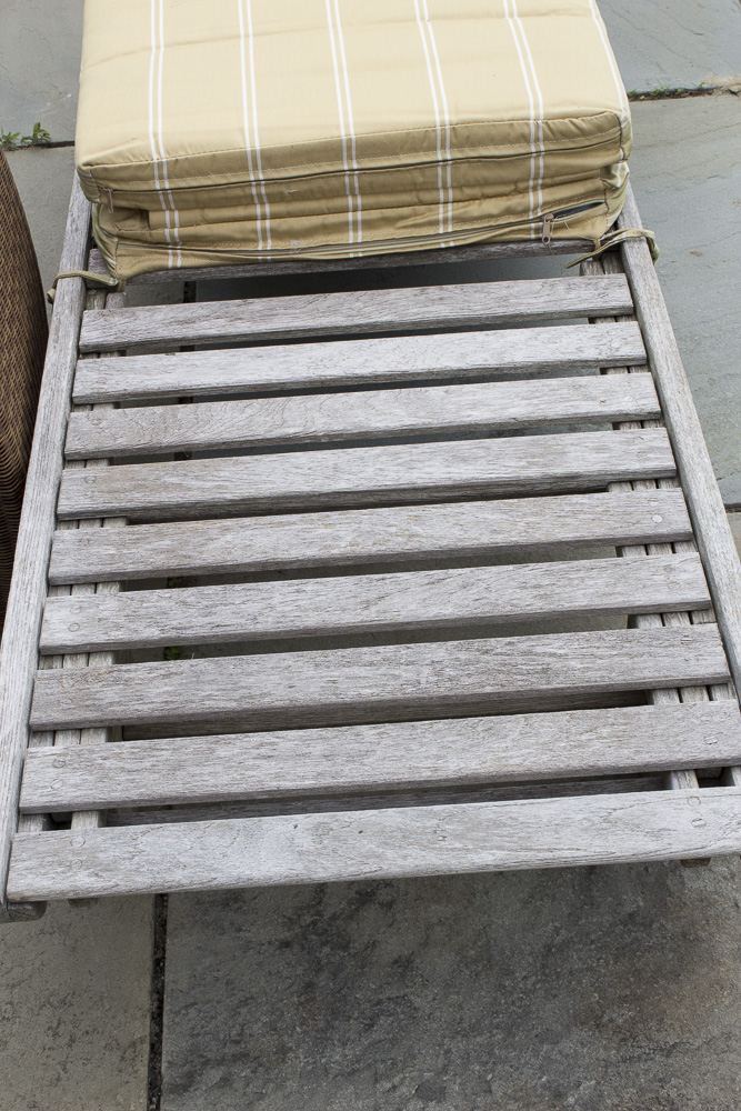 Smith & Hawken Wooden Pool Lounge Chairs with Cushions with Resin Side Table