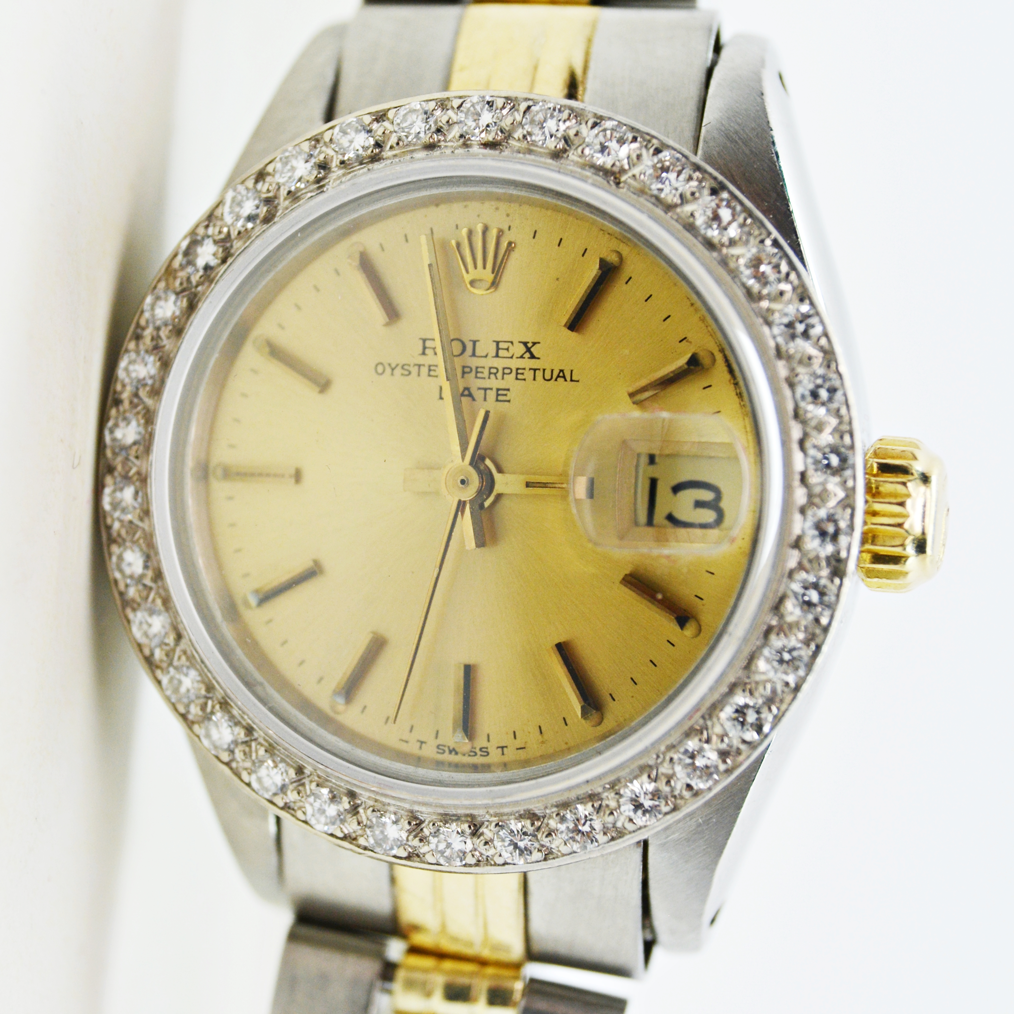 Rolex Oyster Perpetual Date Diamond Bezel Watch