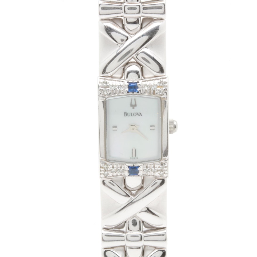 Bulova Mother of Pearl, Sapphire and Diamond Wristwatch