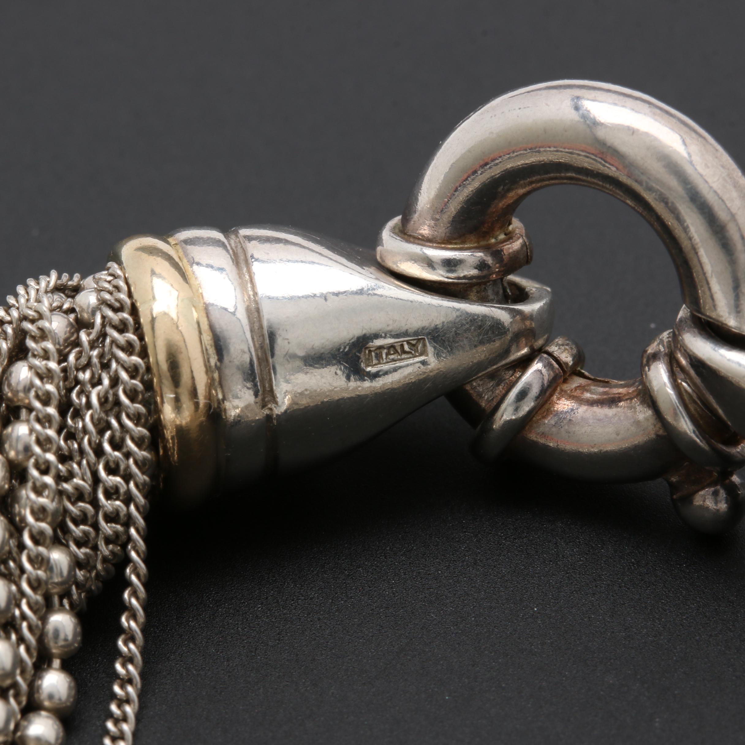 Italian Sterling Silver Bracelet with 18K Yellow Gold Accents