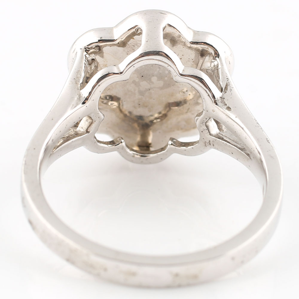 Sterling Silver Diamond Cluster Flower Ring