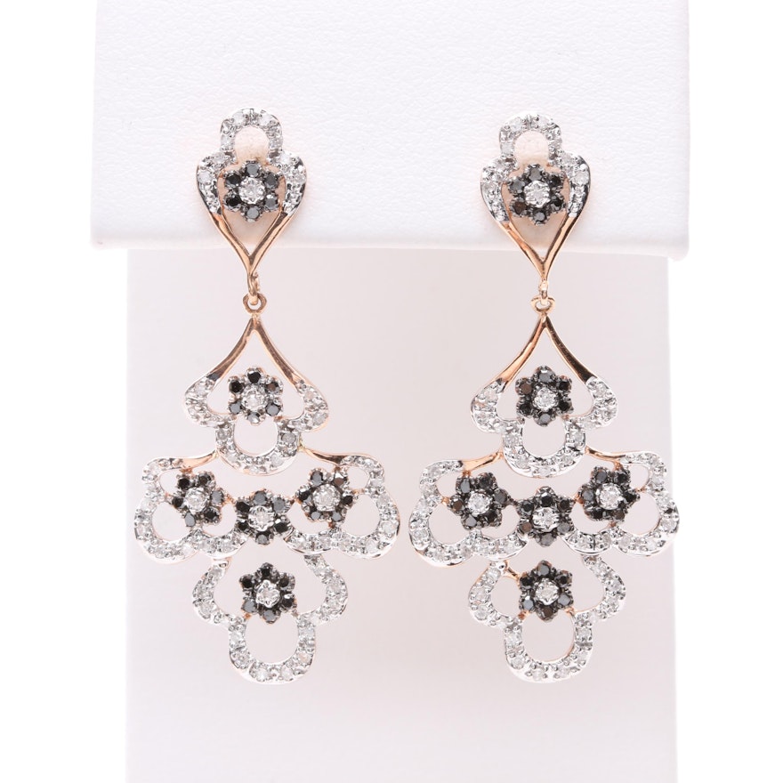 14K Rose Gold Diamond Chandelier Earrings