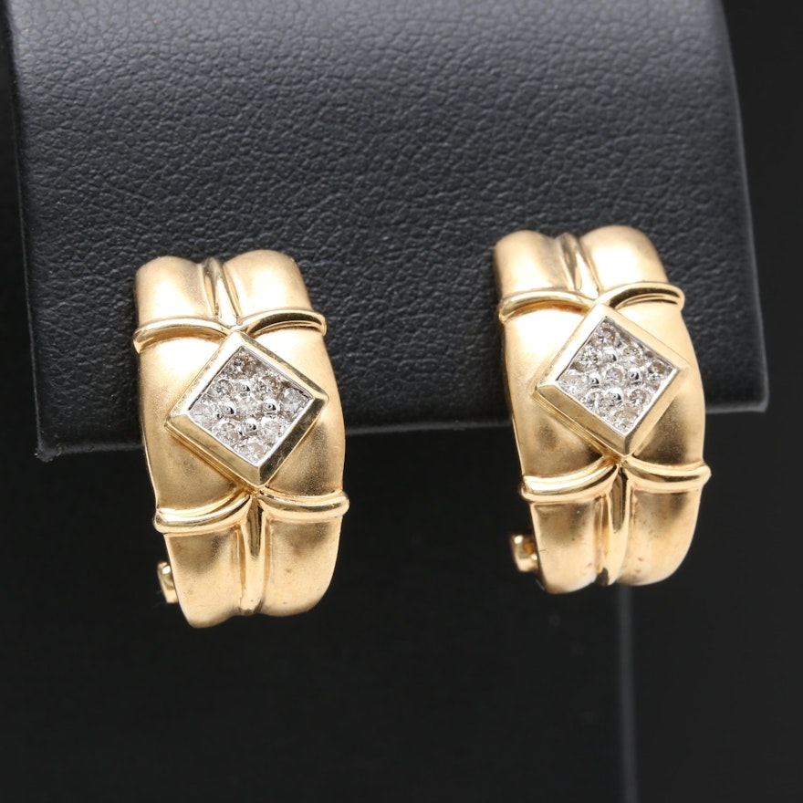 14K Yellow Gold Diamond Earrings