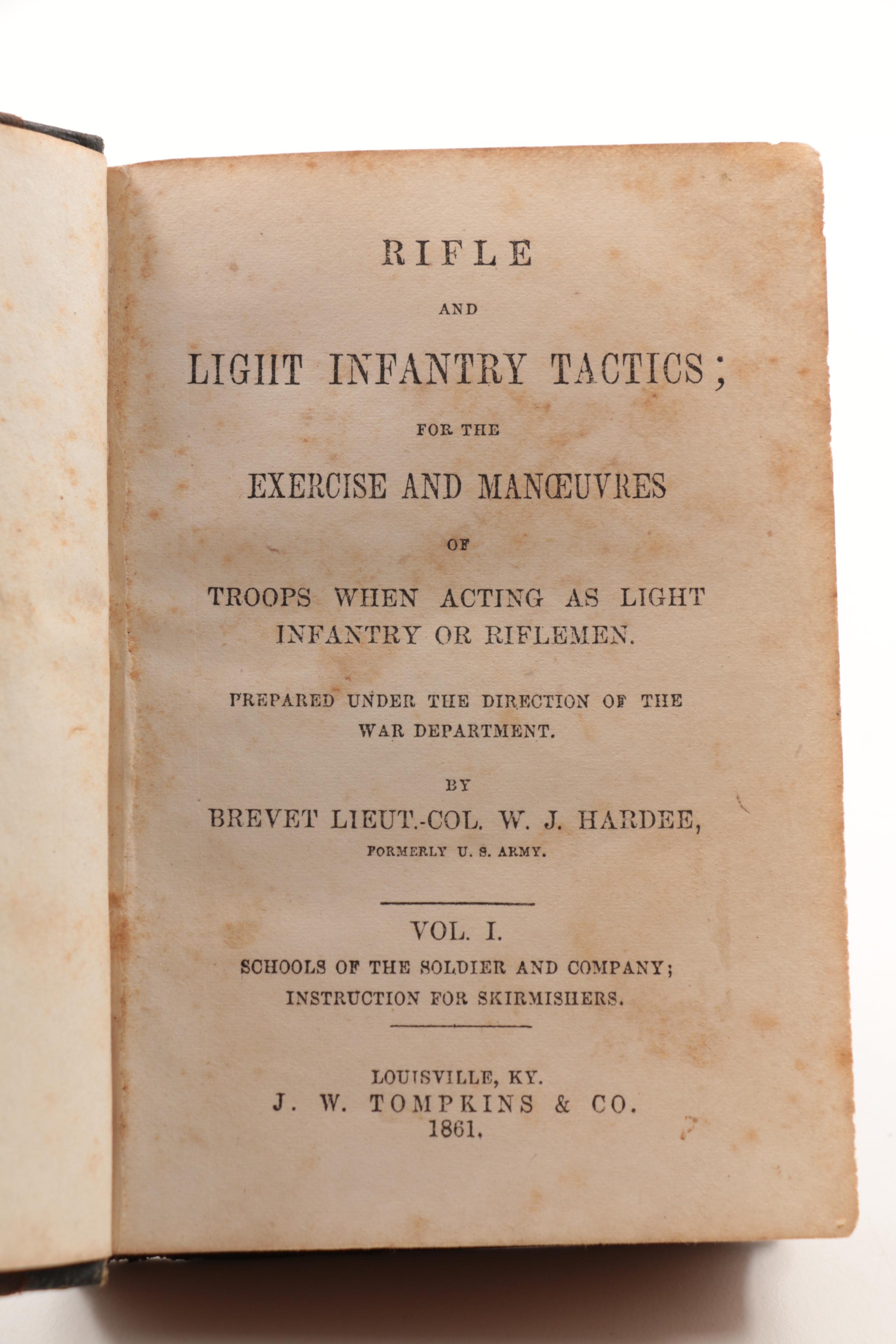 Three Volumes of "Hardee's Rifle & Light Infantry Tactics" Circa 1861