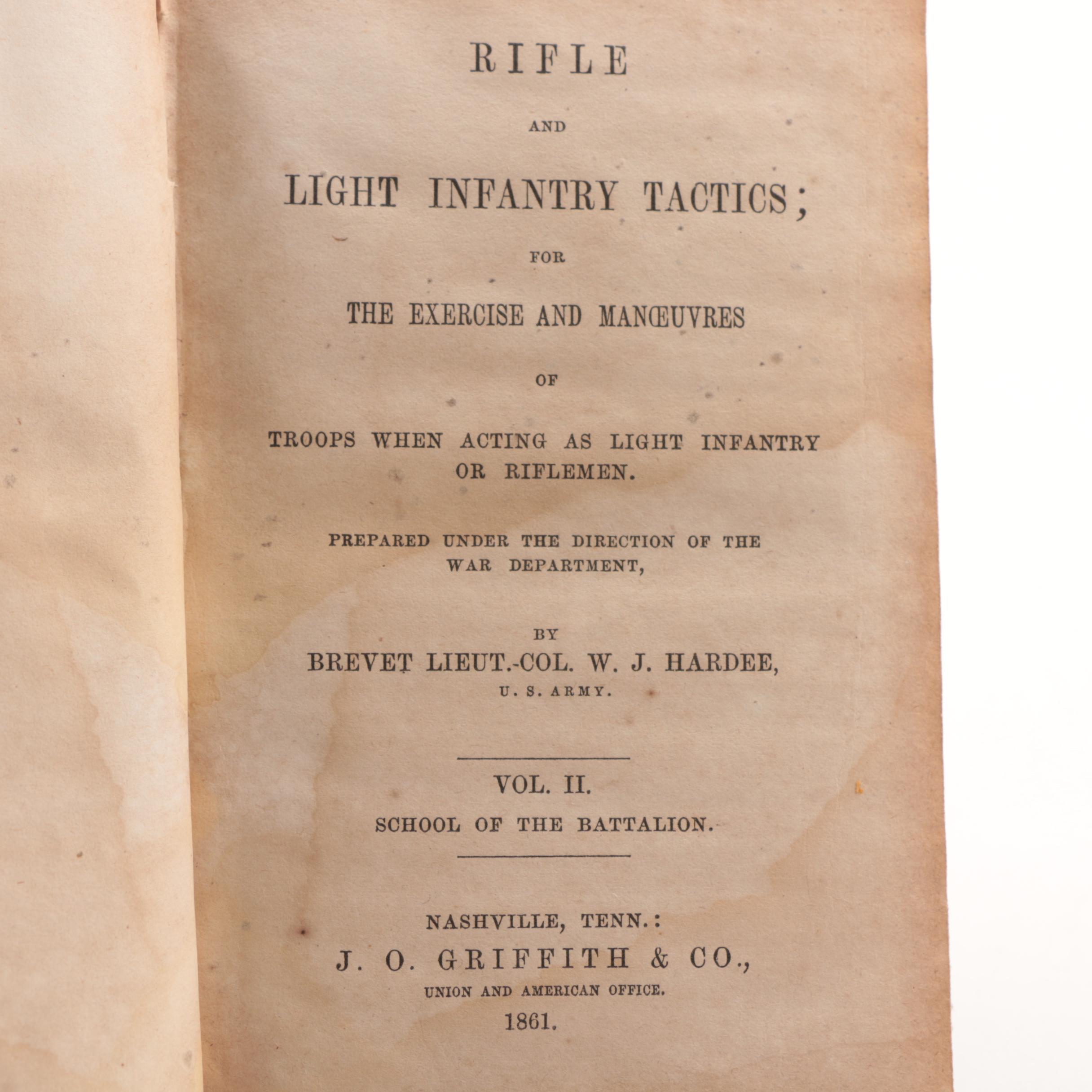 Three Volumes of "Hardee's Rifle & Light Infantry Tactics" Circa 1861
