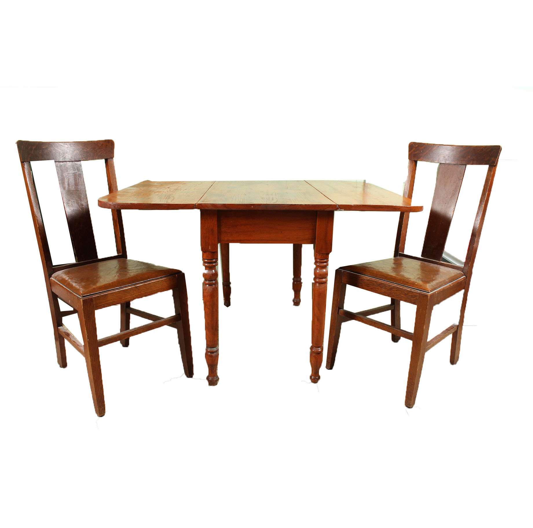 Vintage Pine Dropleaf Table with Oak Side Chairs
