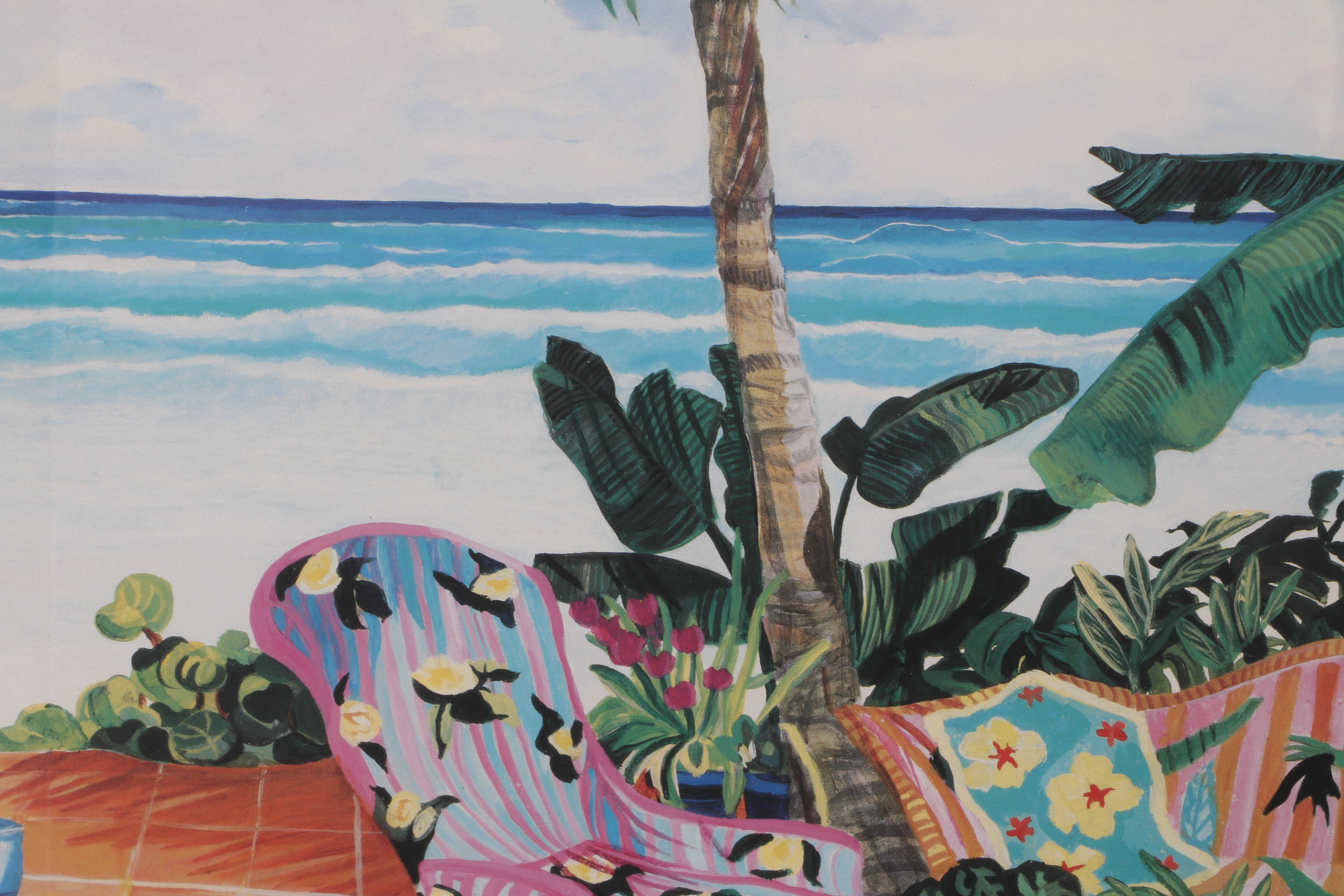 Offset Lithograph Print after Eileen Seitz of Tropical Scene