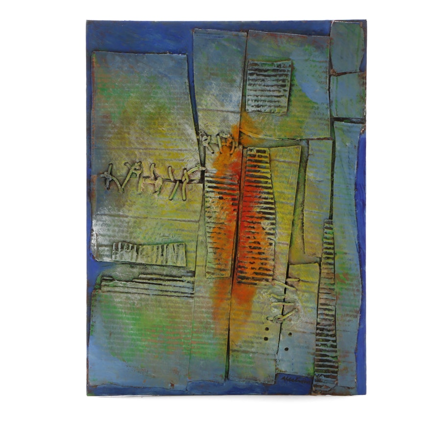 Ronald Ahlstrom Abstract Mixed Media Work on Canvas Board