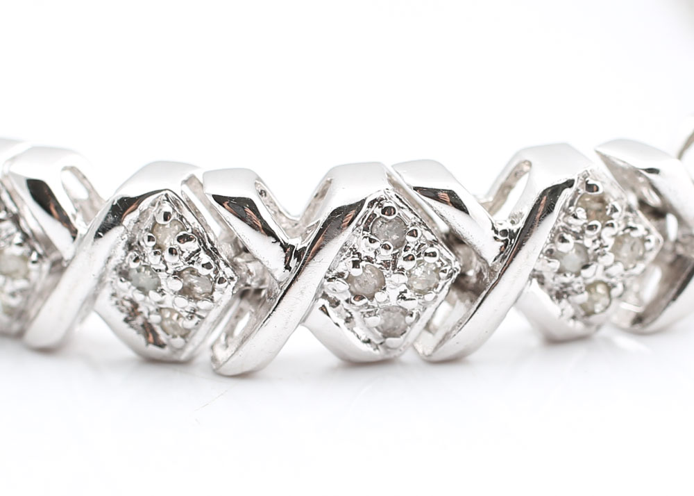 Sterling Silver "XO" Diamond Bracelet