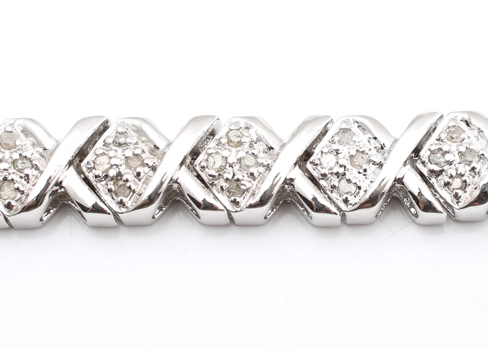 Sterling Silver "XO" Diamond Bracelet