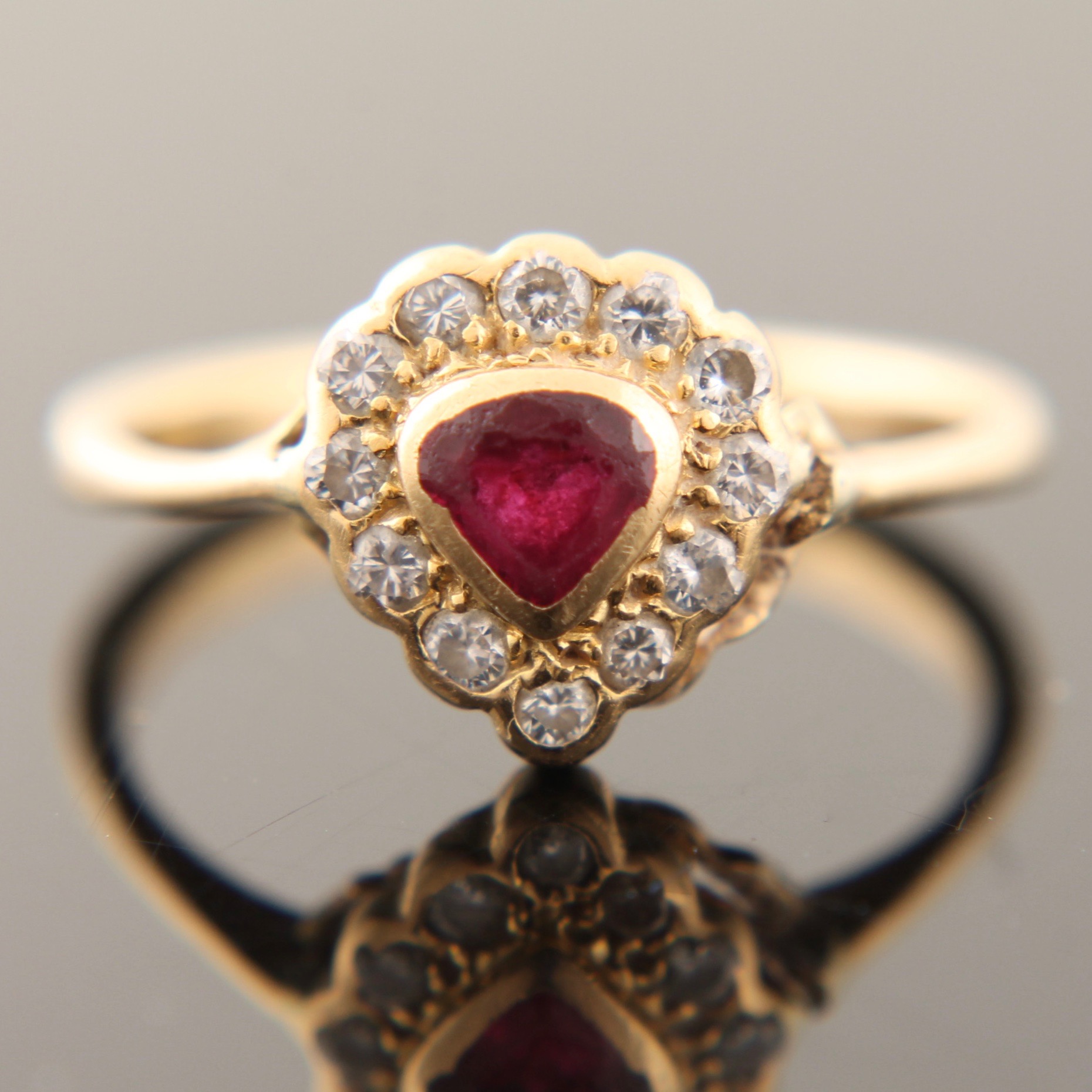 14K Gold, Diamond, and Ruby Ring