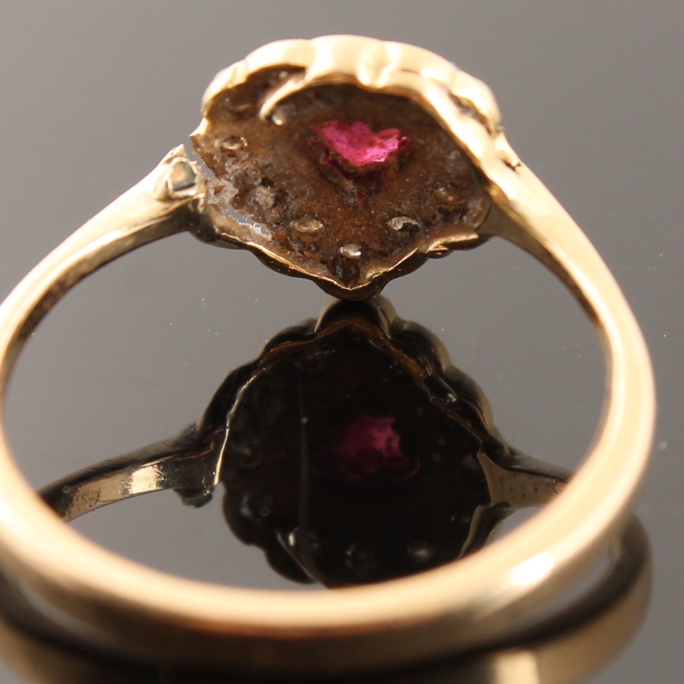 14K Gold, Diamond, and Ruby Ring
