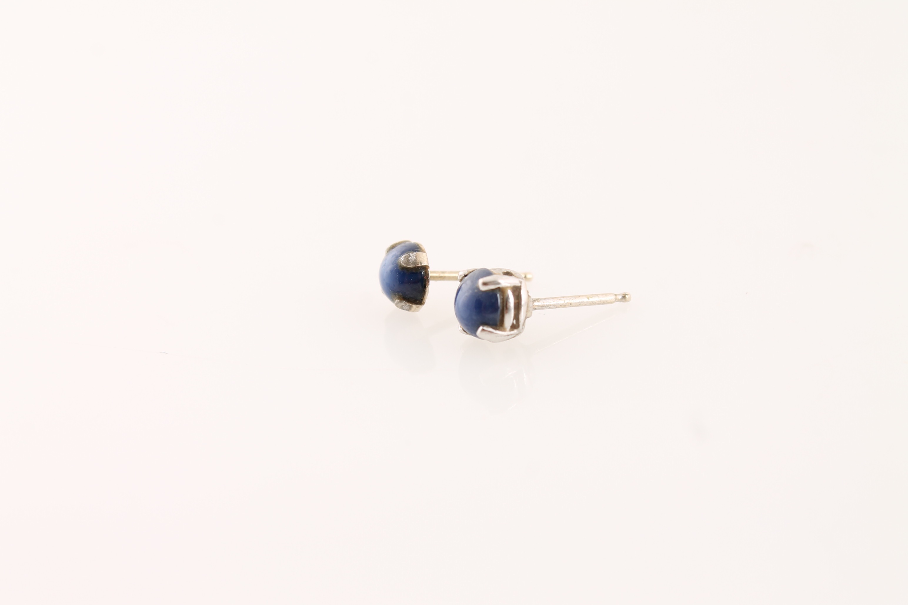 14K White Gold and Synthetic Star Sapphire Earrings
