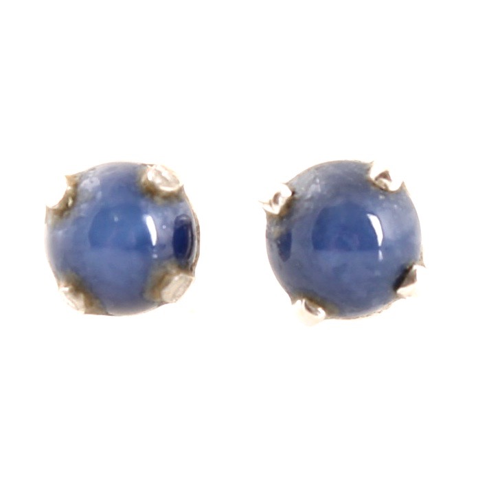 14K White Gold and Synthetic Star Sapphire Earrings