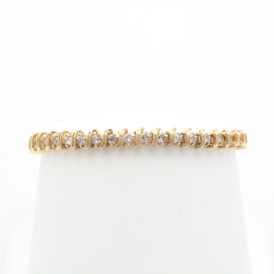 14K Yellow Gold 2.85 CTW Diamond Tennis Bracelet