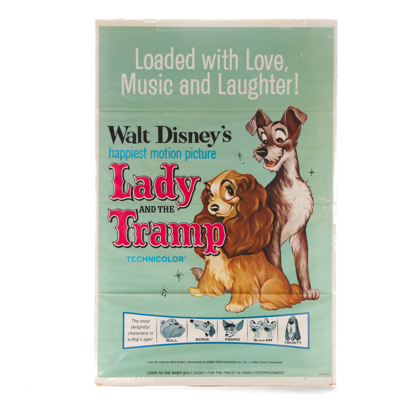Original 1962 Theatrical Re-Release Poster for Disney's "Lady and the Tramp"