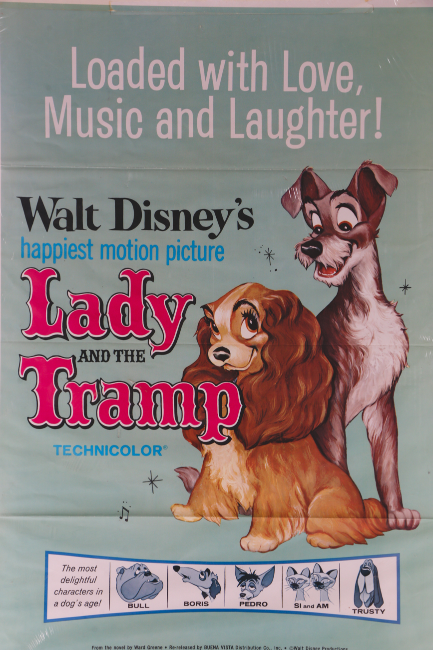 Original 1962 Theatrical Re-Release Poster for Disney's "Lady and the Tramp"