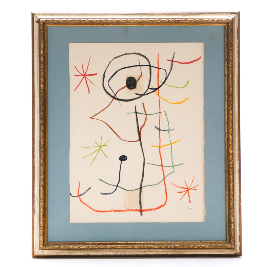 After Joan Miro Lithograph Print "Abstraction"Les Peintres Mes Amis"