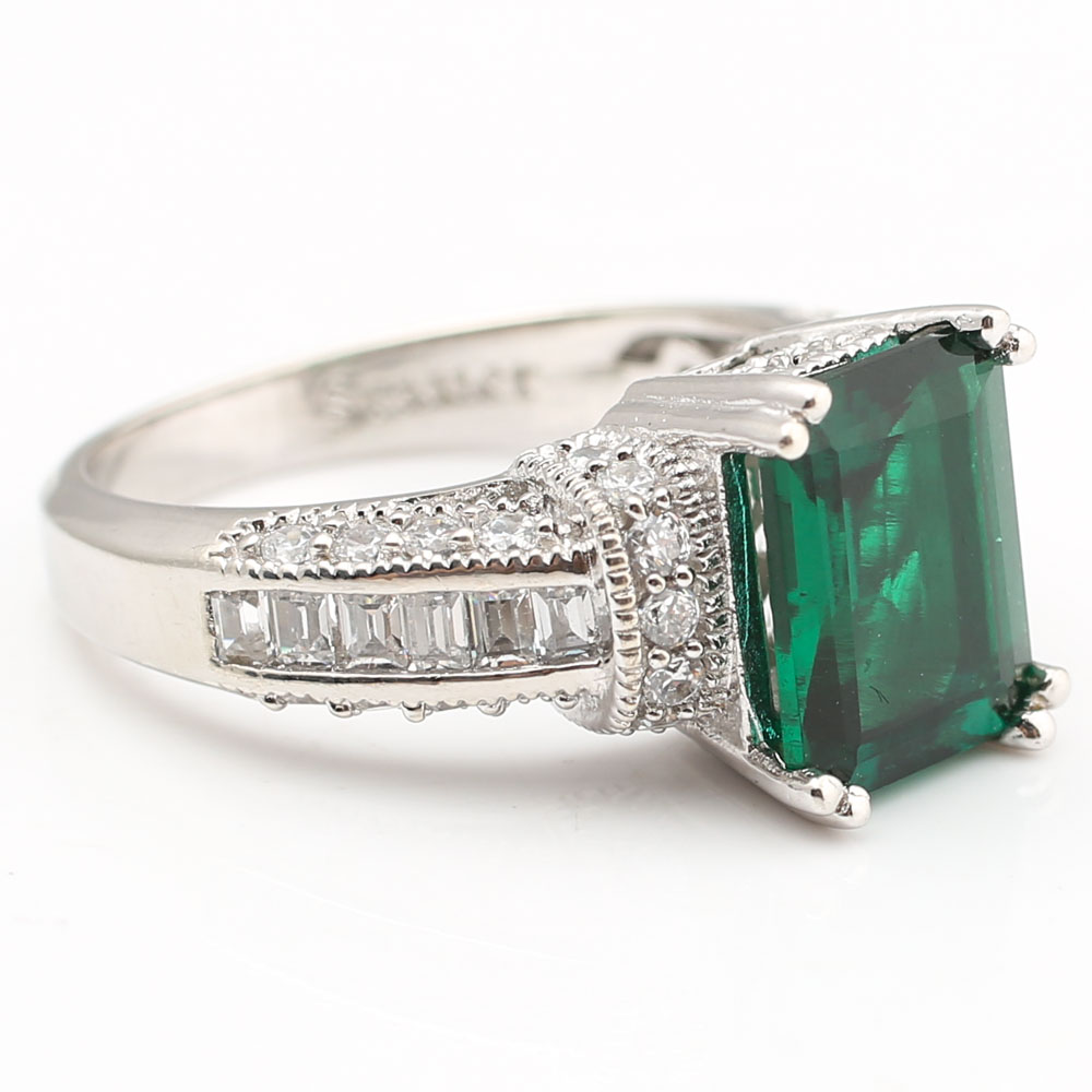 Sterling Silver Simulated Stone and Cubic Zirconia Ring