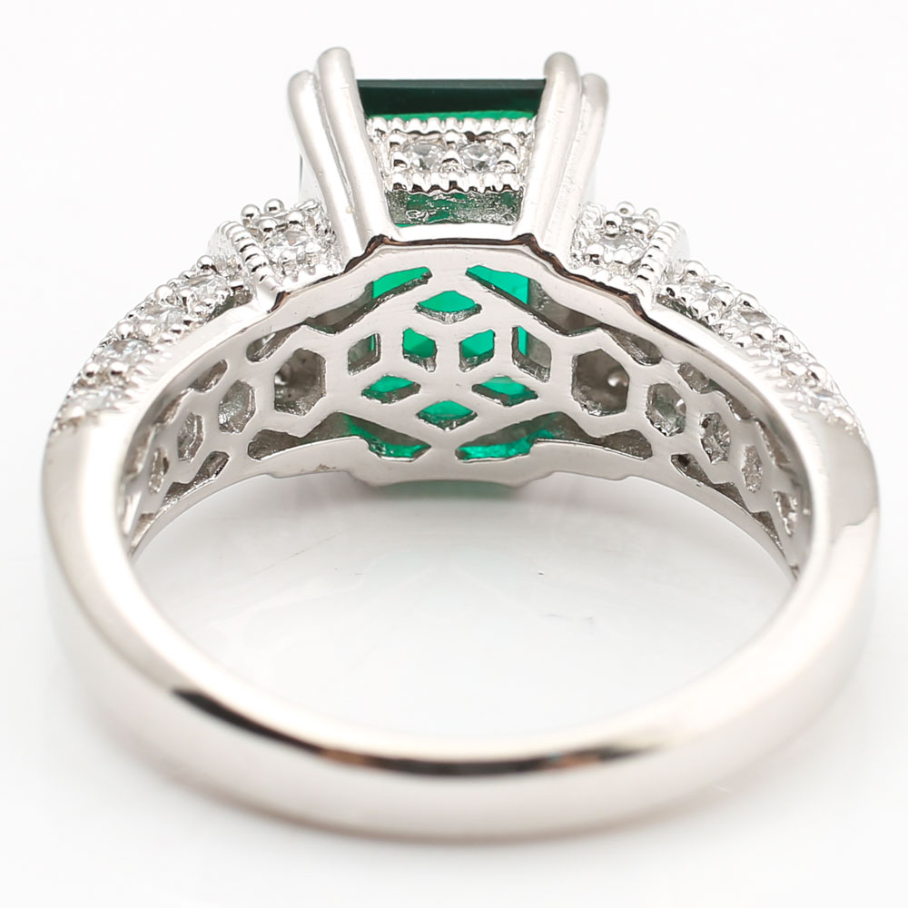 Sterling Silver Simulated Stone and Cubic Zirconia Ring