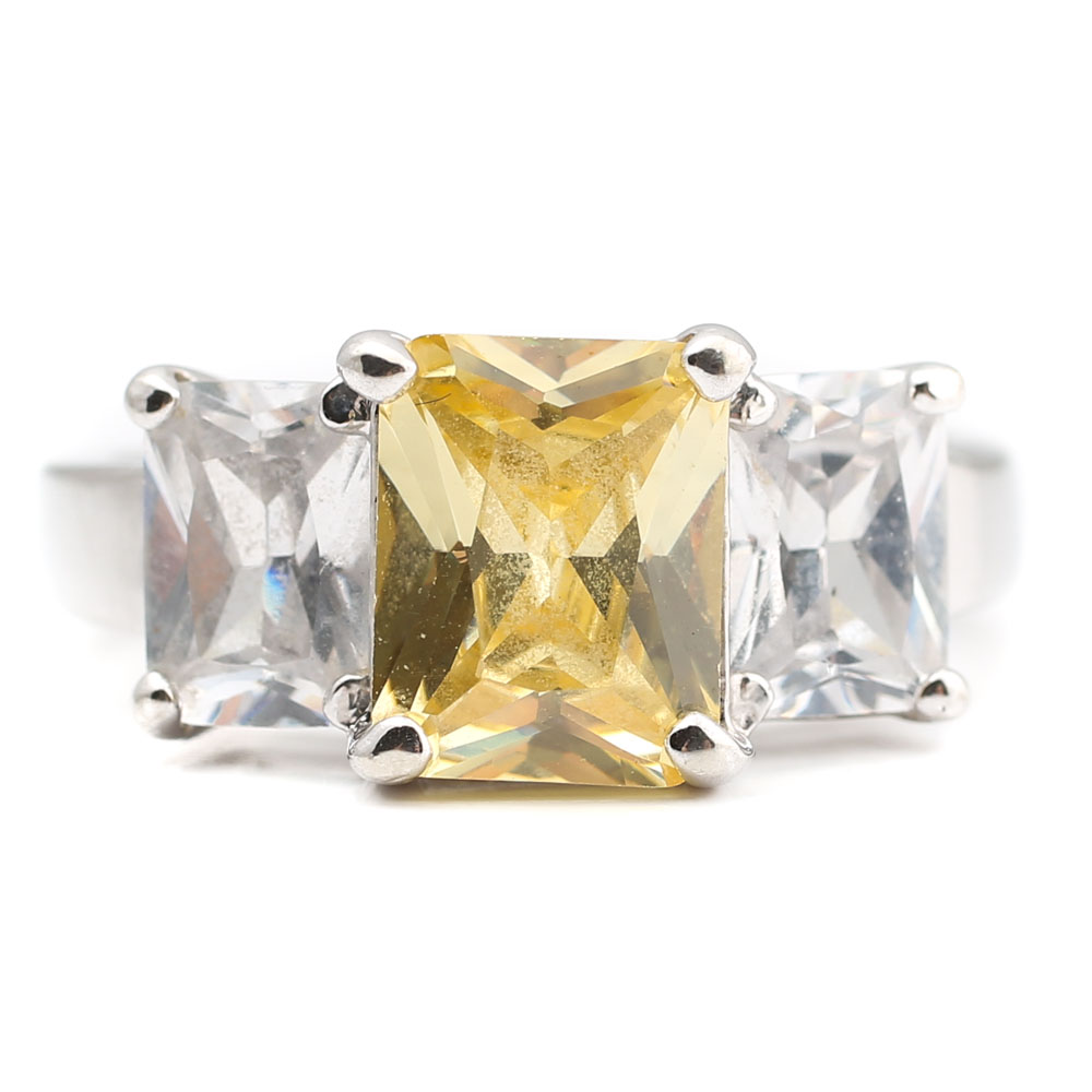Electroplated Three-Stone Cubic Zirconia Ring