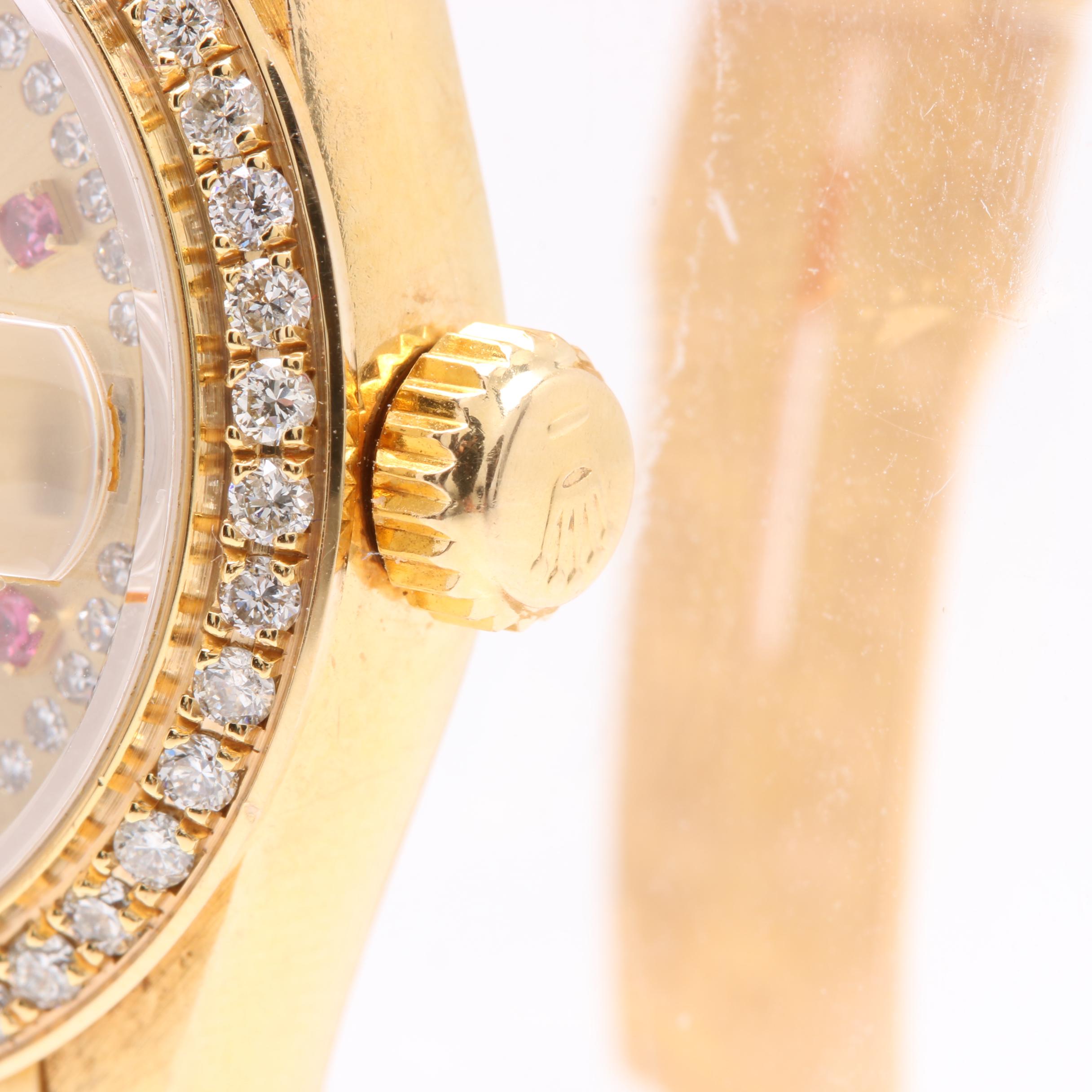 Rolex "Oyster Perpetual Datejust" 18K Yellow Gold Diamond and Ruby Watch