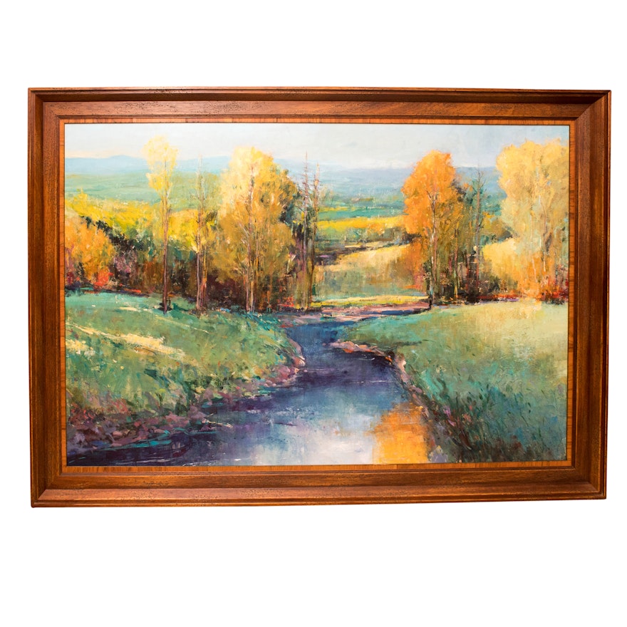 Framed Impasto Style Landscape Painting