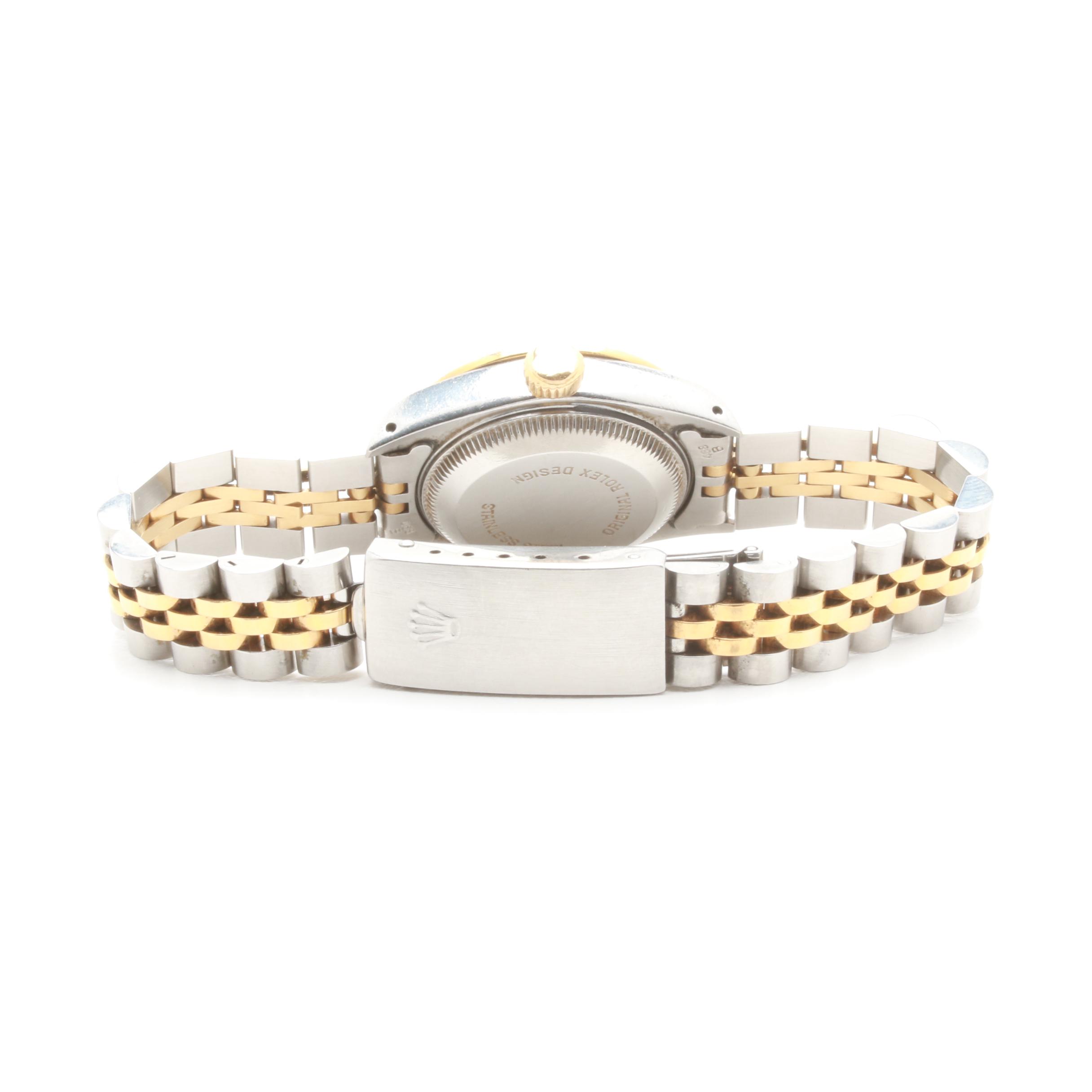 Circa 1990 Rolex Stainless Steel and 18K Yellow Gold Diamond Watch