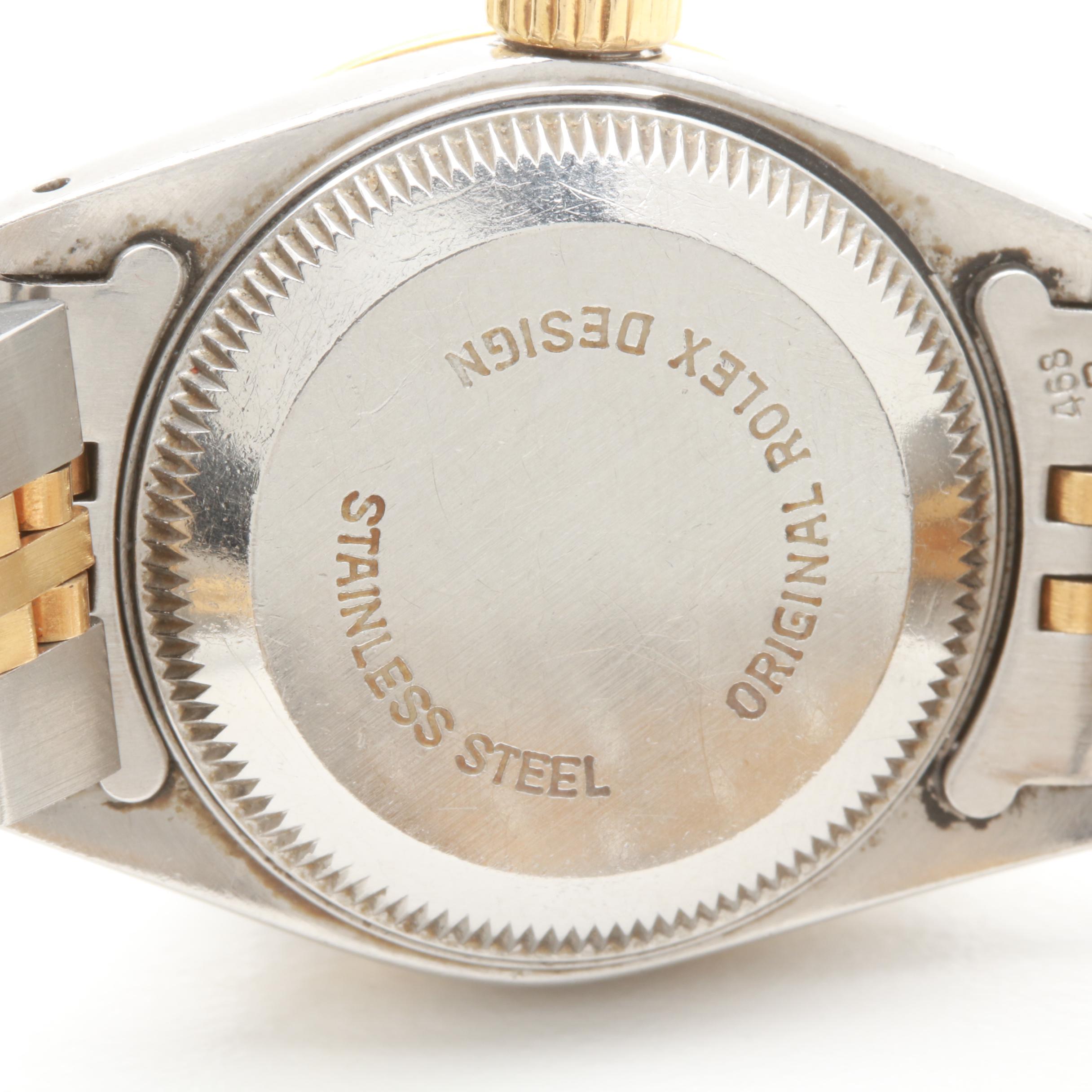 Circa 1990 Rolex Stainless Steel and 18K Yellow Gold Diamond Watch