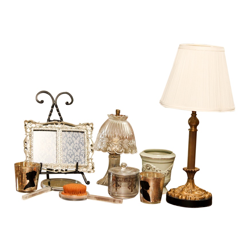Vintage Style Glass Vanity Set, Decor and Accent Lamps