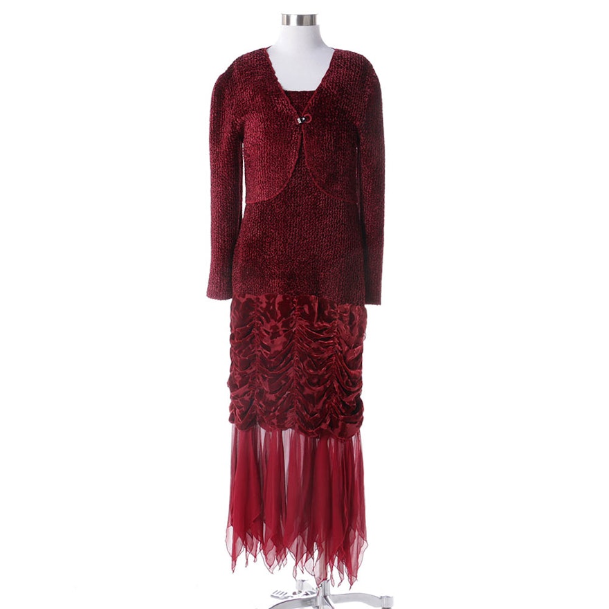 Aria. A Cocktail Dress with Matching Cardigan in Crimson Red